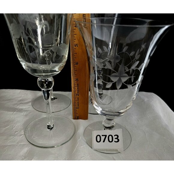 Mismatched Wine Glassware Collection set/4 vintage etched mixed cocktail glasses - Picture 9 of 10